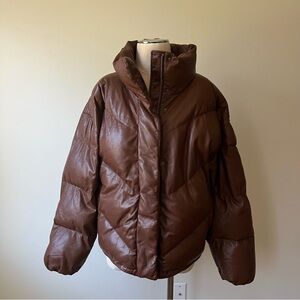 Aritzia Wilfred The Cloud Puff Jacket Chocolate Brown XL